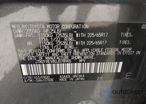 2016 Toyota Rav4 Le z USA, uszkodzony, nr VIN JTMZFREV8GJ078965